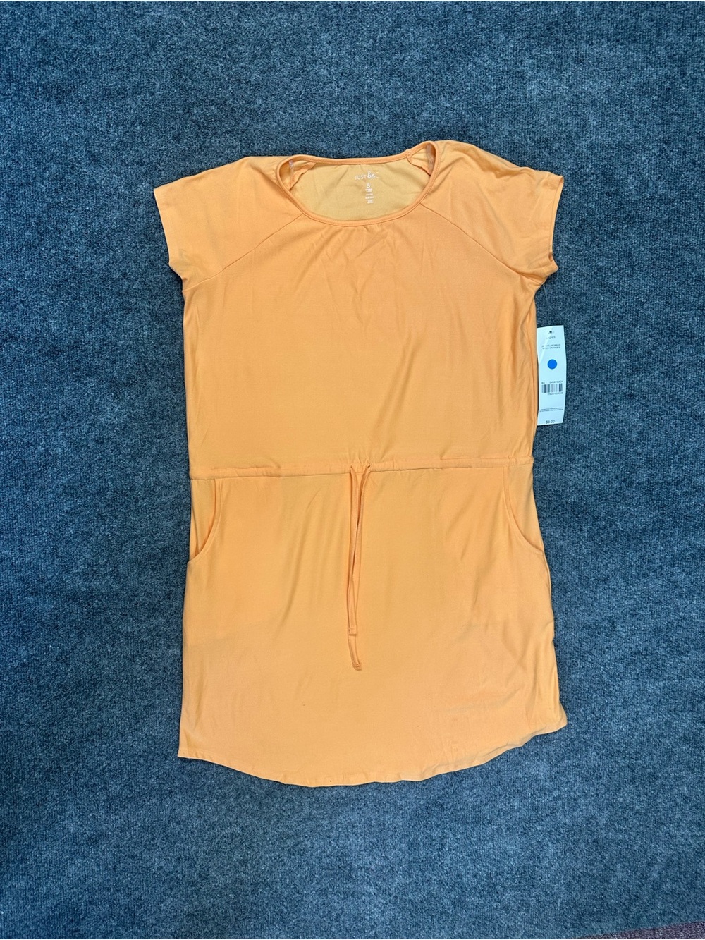 Casual Orange Drawstring T-Shirt Dress